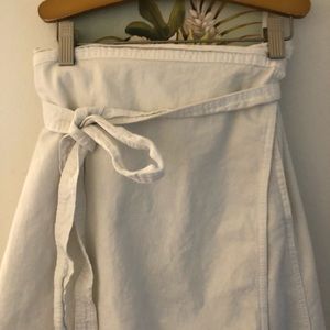 White denim wrap skirt